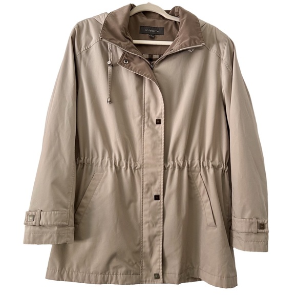 Liz Claiborne Jackets & Blazers - Vintage Y2K Liz Claiborne Beige Jacket Coat Detachable Hood Size Large